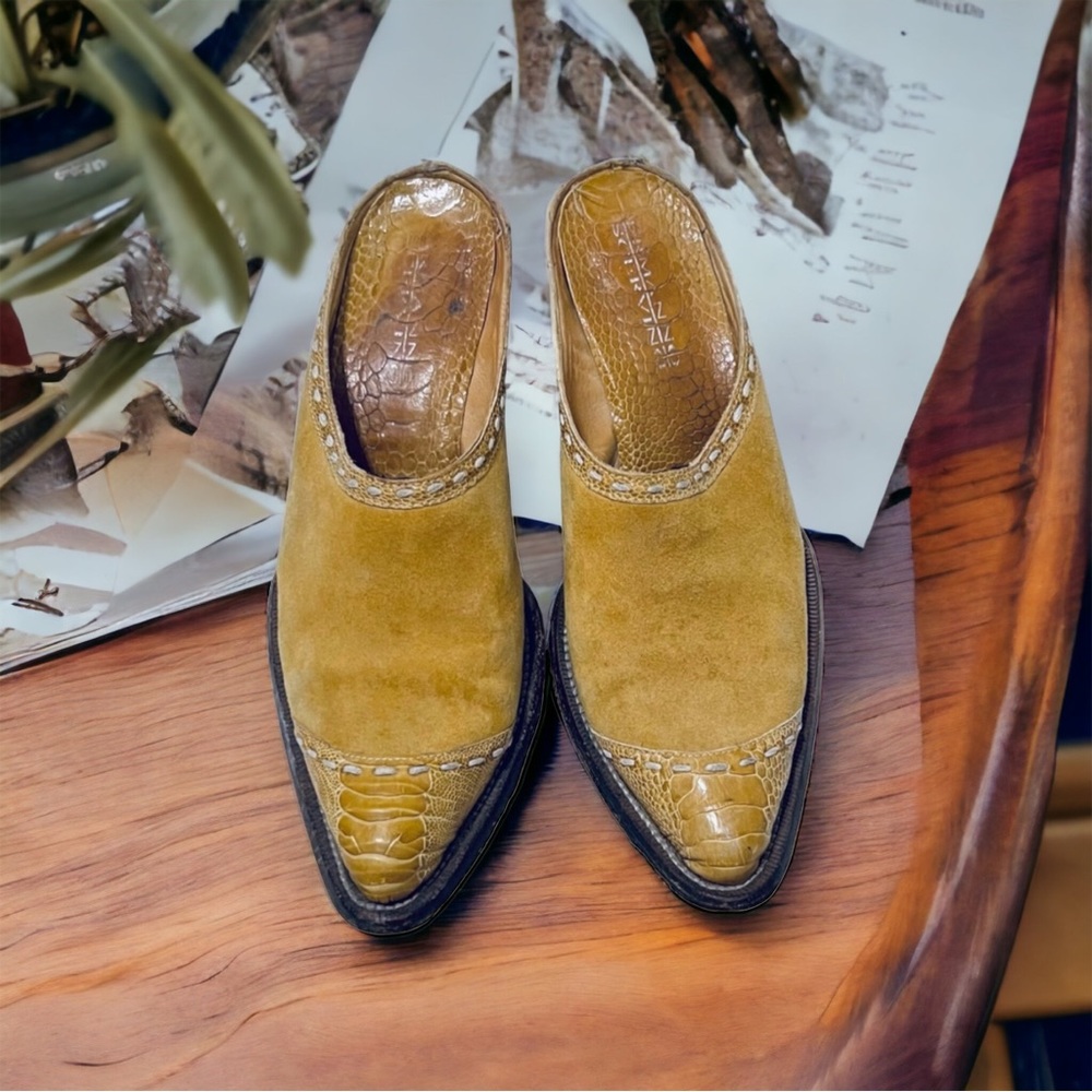 Ermano Scervina All Leather and Suede Mules